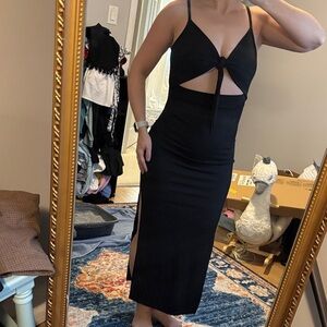 Elegant Black Cut-Out Dress